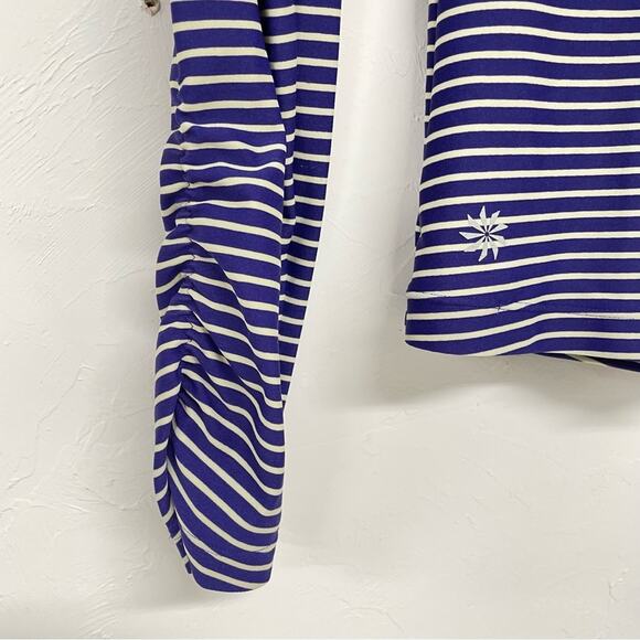 Athleta Blue Striped Long Sleeve Stretchy Tee Shirt Blouse Womens XXS Nautical - Picture 3 of 9